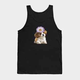 Cavachon Puppy with Purple Aster Tank Top